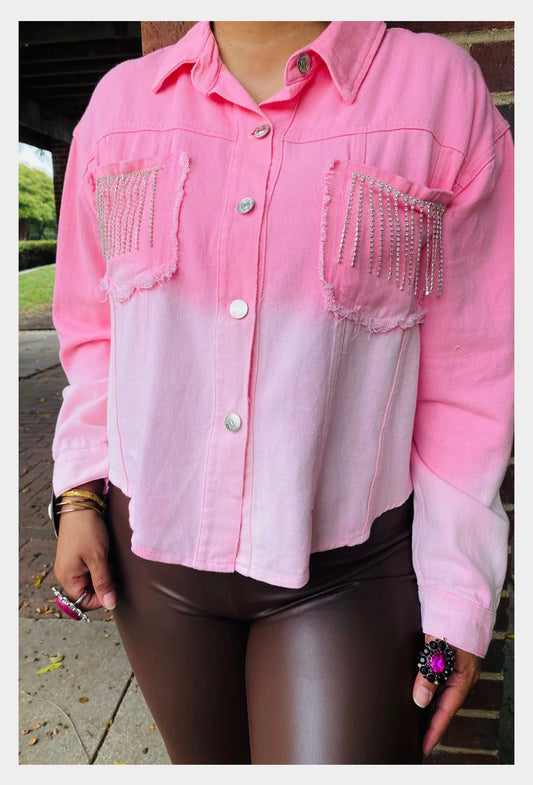 Ombre Pink Fringe Top