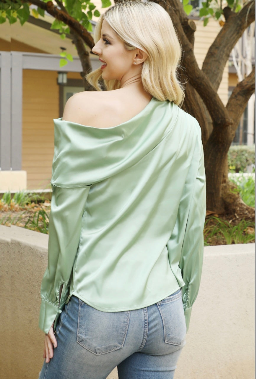 Sage Metallic Top