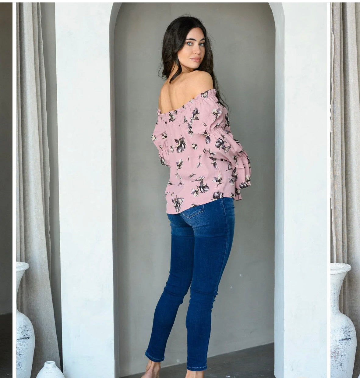 Off Shoulder Floral Tunic